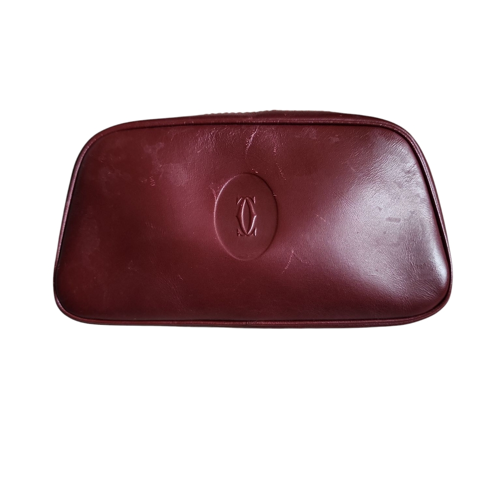 Cartier Burgundy Leather cosmetic pouch